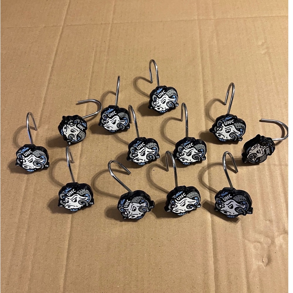 UNC Tar Heels Shower Curtain Hooks Unisex Blue Rameses Mascot Set of 12 - OS - Picture 3 of 3